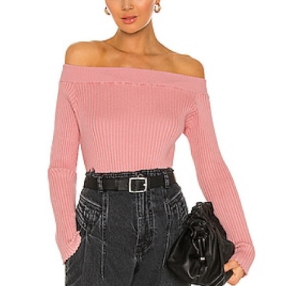 Pink off the shoulder sweater - runs really small